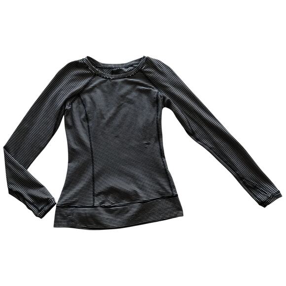 Lululemon Women's Race Your Pace Long Sleeve White Black Sweatshirt Top Size 6 - Picture 2 of 12